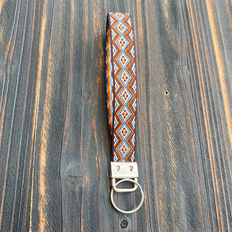 Wholesale Retro Ethnic Style Embroidery Hand-woven Wristband Keychain